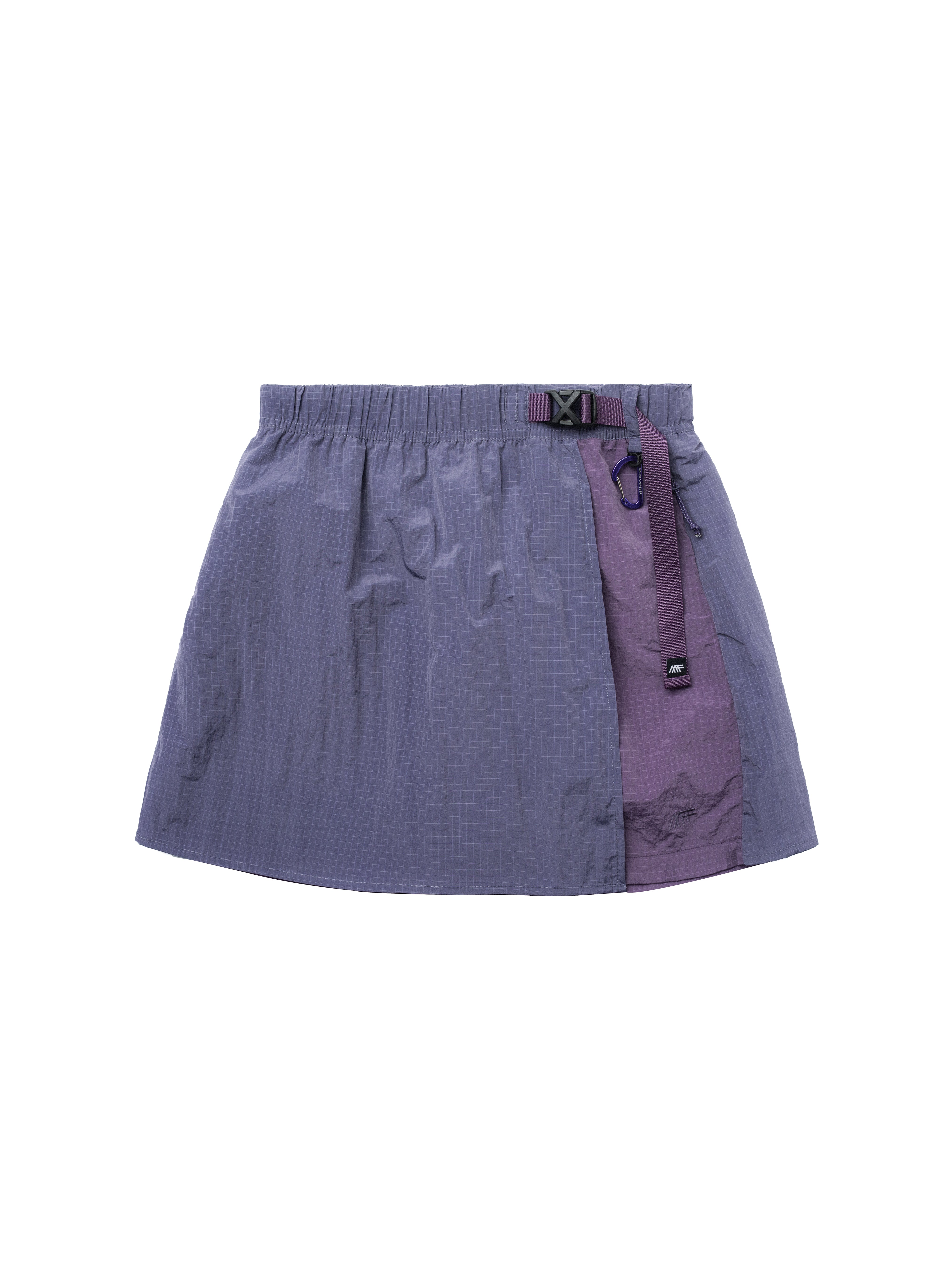 Metal Nylon Grid Hidden Zipper Pocket Color Blocking Belted Culottes
